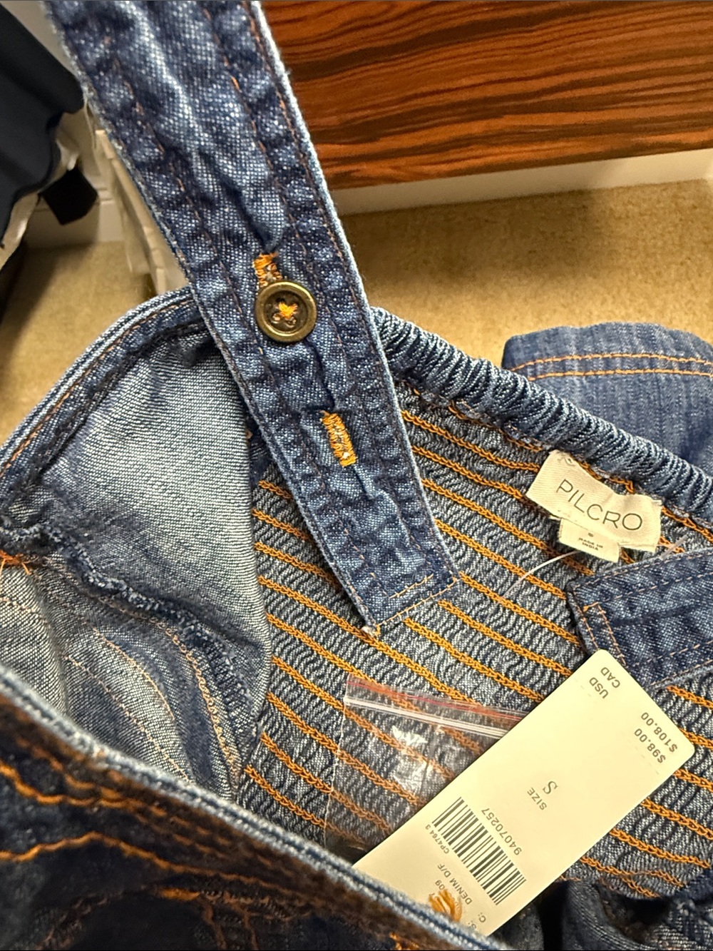 Anthropologie Blue Denim Embroidered Peplum Camisole - Picture 5 of 5